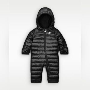 Nike Black Hooded Puffer One-Piece Infant Snowsuit